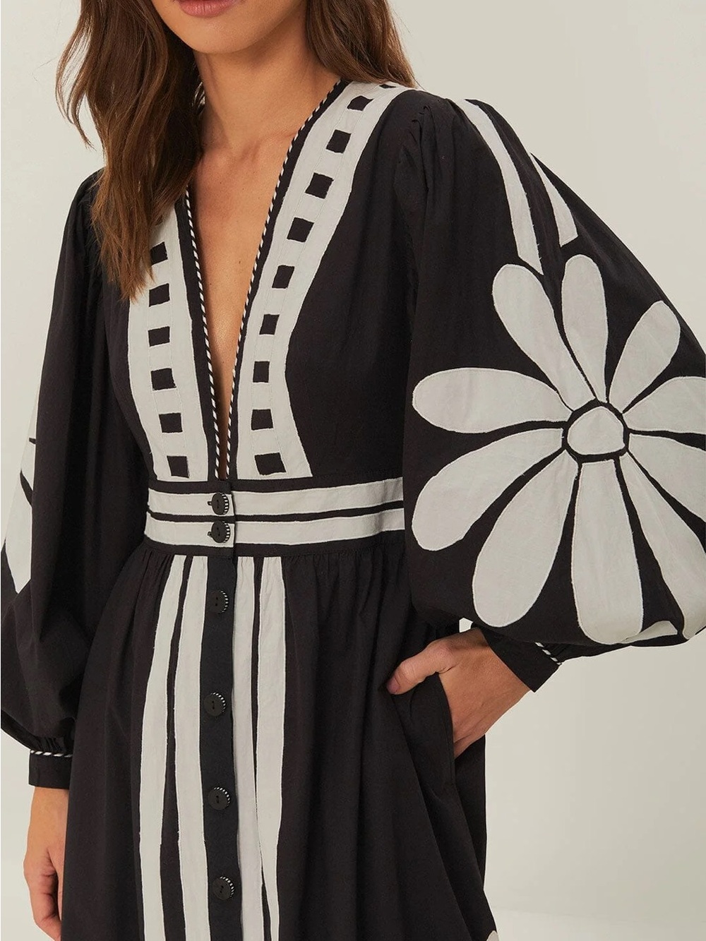 Farm Rio Black Nature Buttoned Maxi Dress - Picture 6 of 8